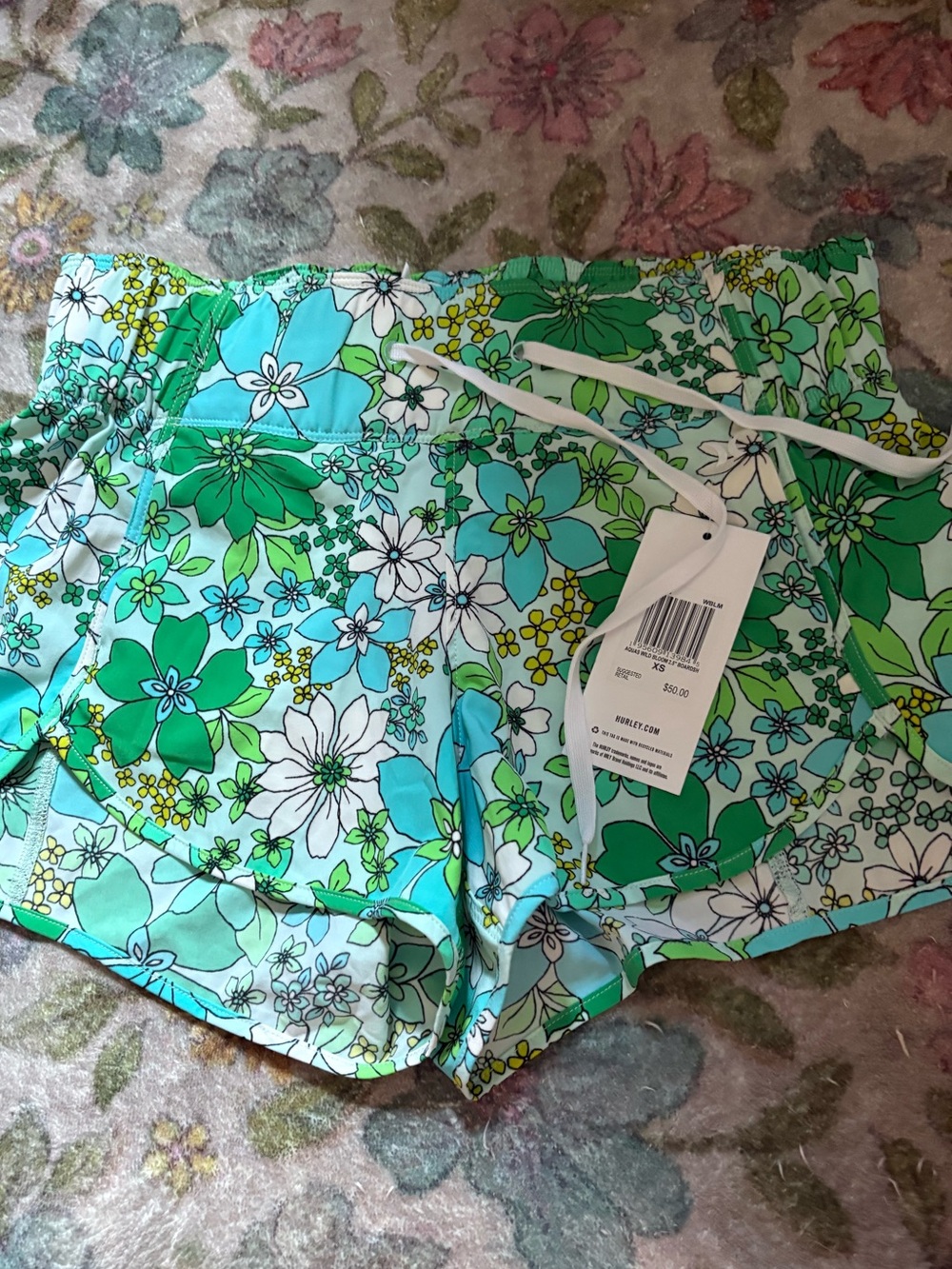 Hurley board shorts Floral Drawstring Shorts - Green/Teal